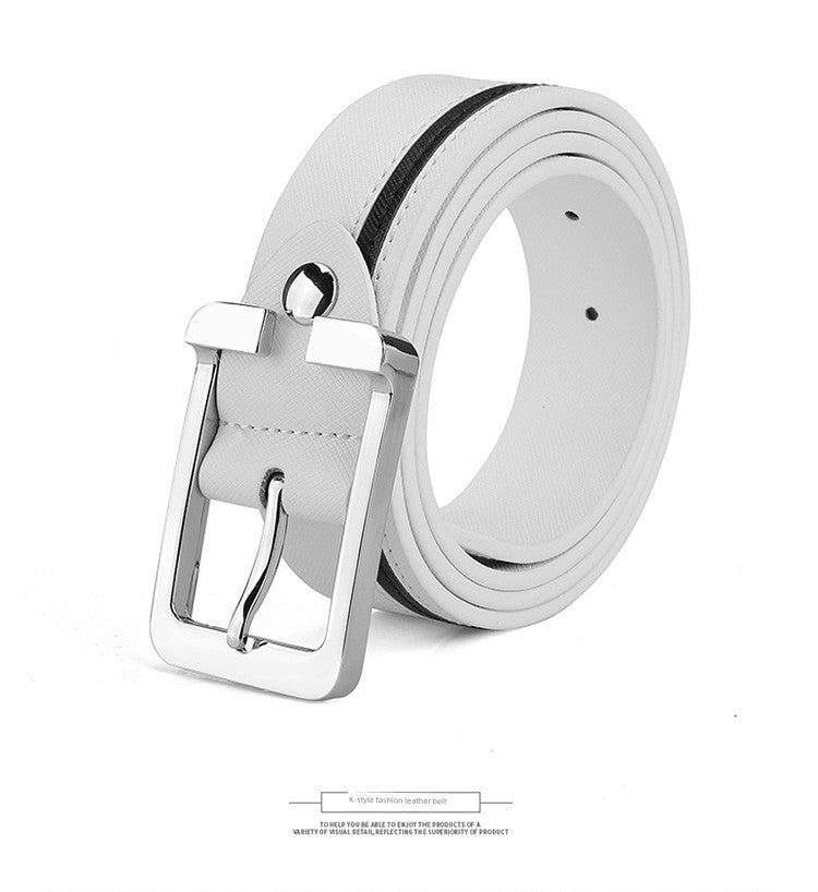 Men's Leather White Casual Belt K - style Golf - Blue 105cm - Club Rehab