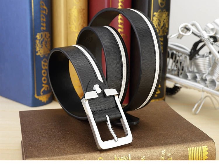 Men's Leather White Casual Belt K - style Golf - Blue 105cm - Club Rehab