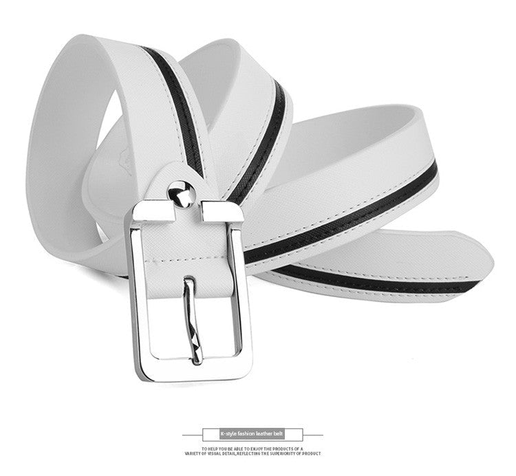 Men's Leather White Casual Belt K - style Golf - Blue 105cm - Club Rehab