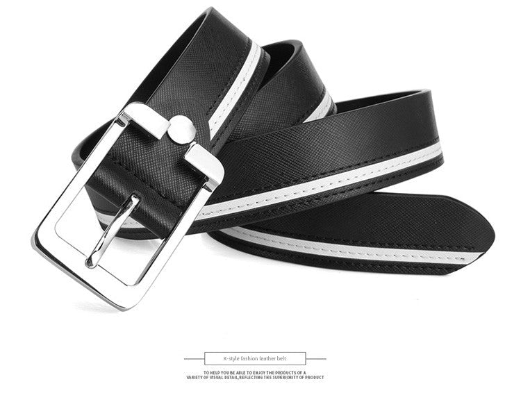 Men's Leather White Casual Belt K - style Golf - Blue 105cm - Club Rehab
