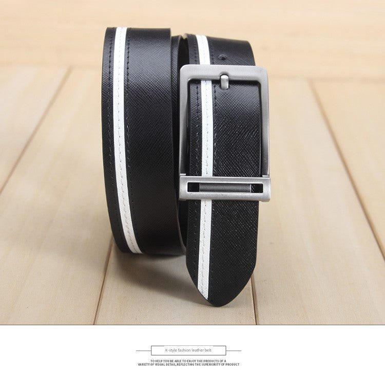 Men's Leather White Casual Belt K - style Golf - Blue 105cm - Club Rehab
