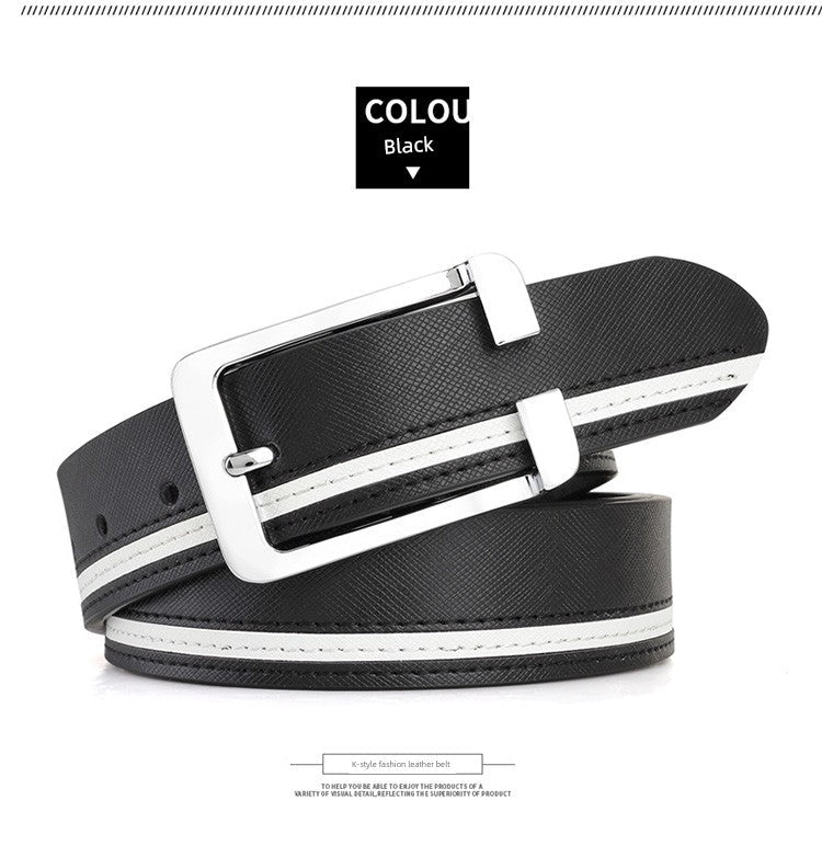Men's Leather White Casual Belt K - style Golf - Blue 105cm - Club Rehab