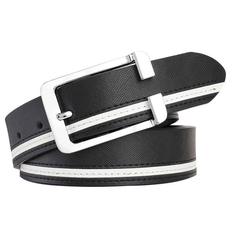 Men's Leather White Casual Belt K - style Golf - Black 105cm - Club Rehab