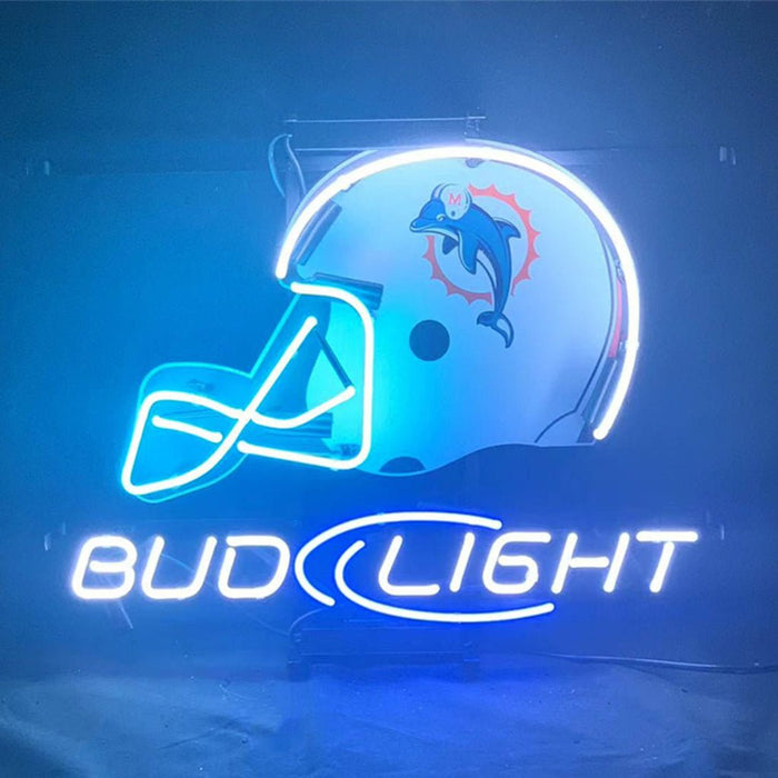 Miami Dolphins Helmet Bud Light Neon Light Sign - Club Rehab