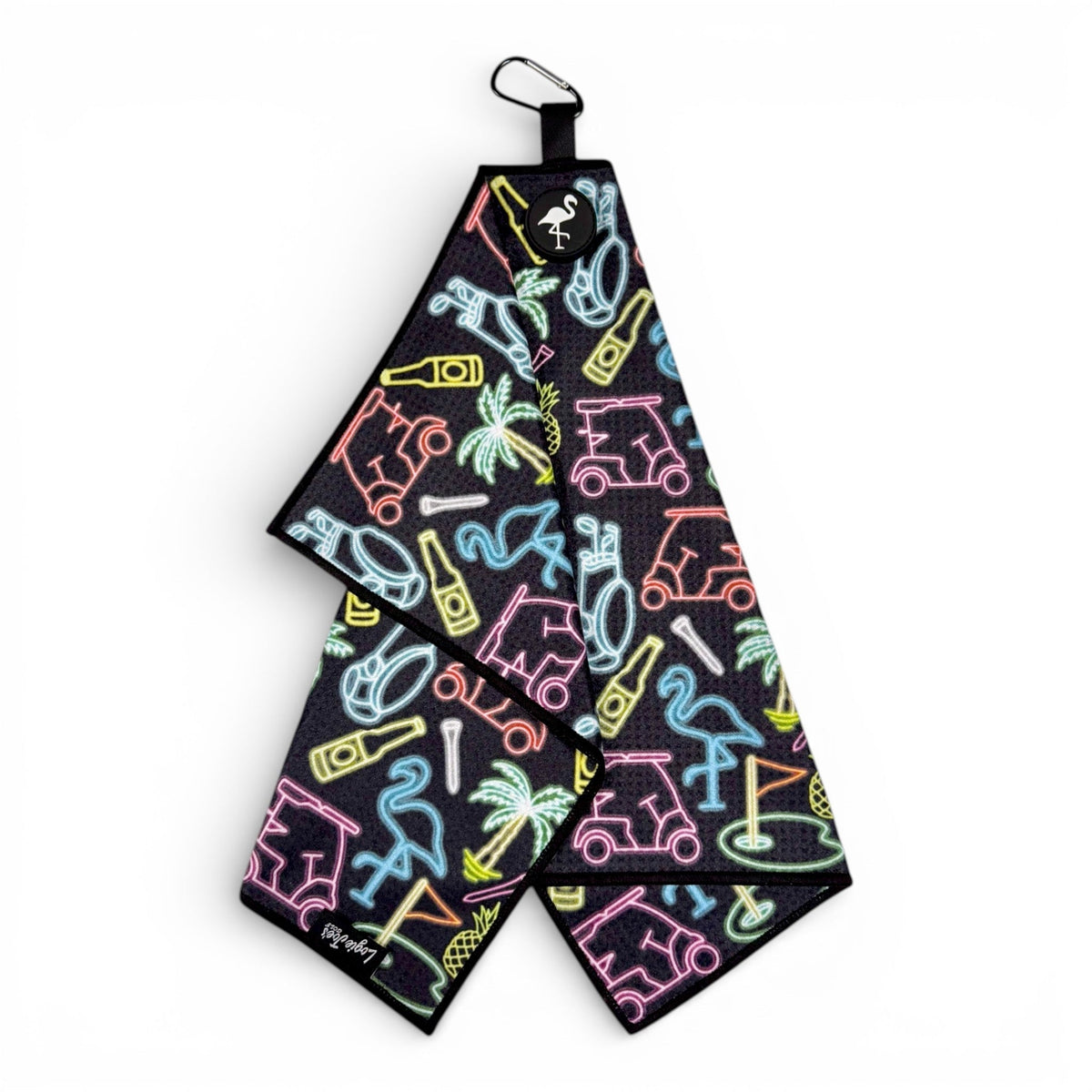 Miami Slice Golf Towel | Premium Double - Sided Microfiber | Heavy - Duty Magnetic Towel with Carabiner Clip | 24 x 16 in - Club Rehab
