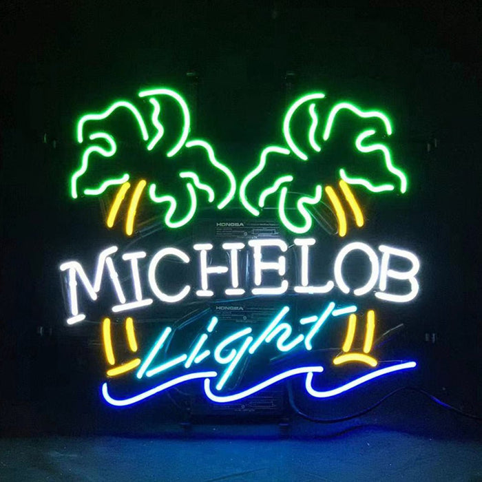 Michelob Light Coconut Palm Tree Neon Light Sign - Club Rehab