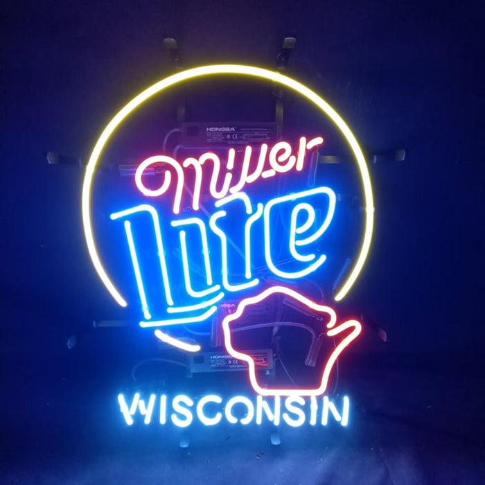 Miller Lite &Wisconsin State Neon Signs - Club Rehab