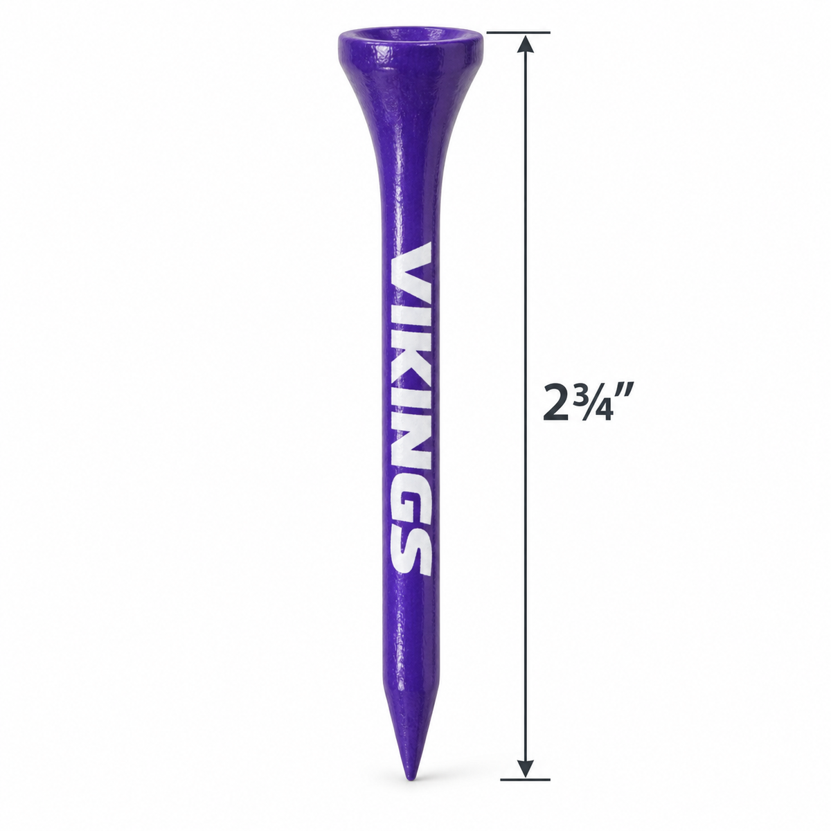 Minnesota Vikings golf tee with a 2¾-inch height measurement.