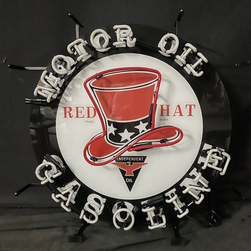 Motor Oil Gasoline Red Hats Neon Signs Light - Club Rehab