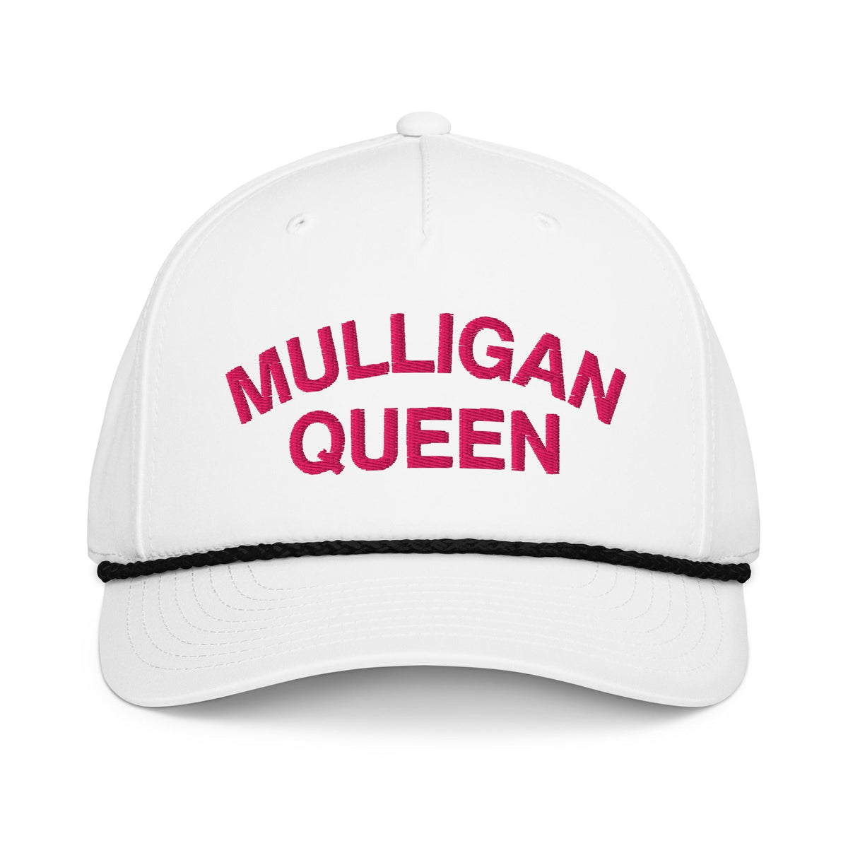 Mulligan Queen Embroidered Golf Rope Hat for Women - White/Black - Club Rehab