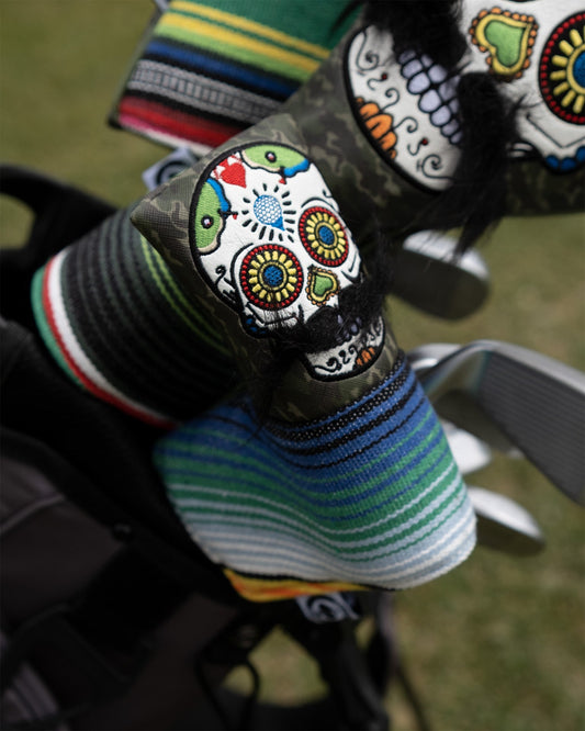 Mustache Sugar Skull - Blade Putter Cover Green Camo - Club Rehab