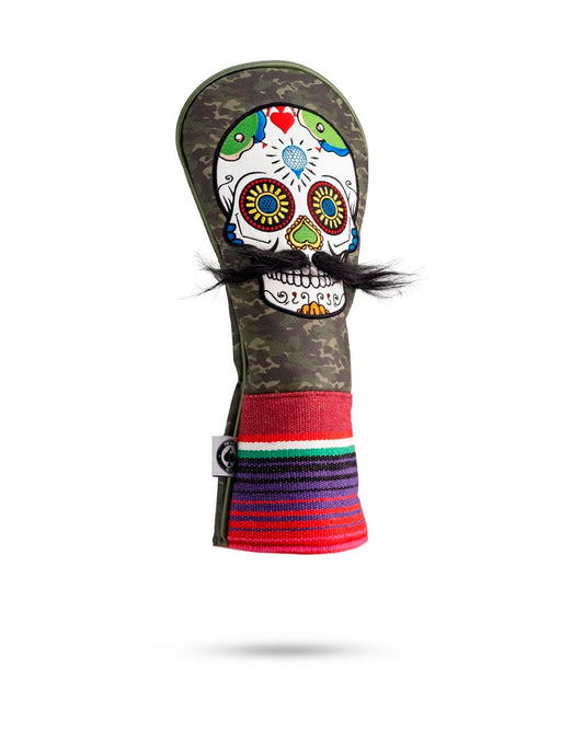 Mustache Sugar Skull - Fairway Cover Green Camo - Club Rehab