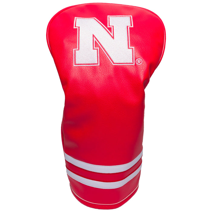 Red golf club head cover with a white 'N' logo on a white background