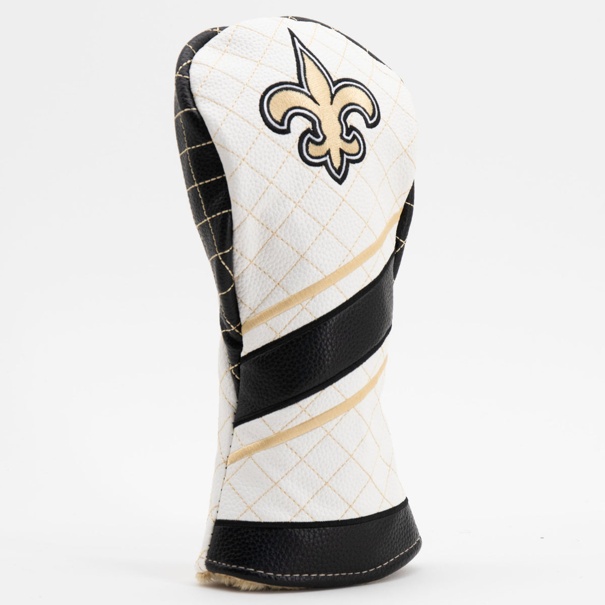 New Orleans Saints Striped Fairway quilted headcover, angled view