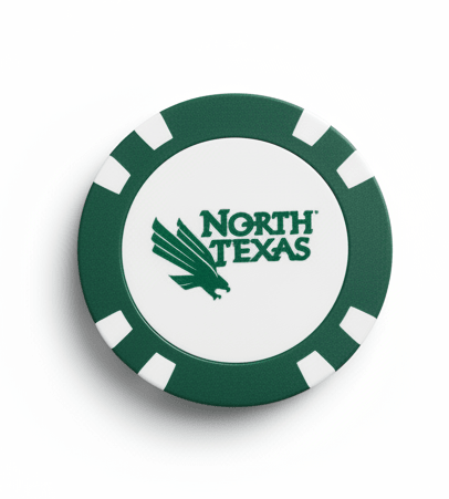 Golf chip with 'North Texas' logo on a white background