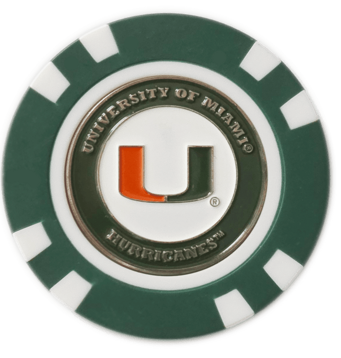 Officially Licensed Miami Hurricanes Poker Chip Ball Marker - Club Rehab