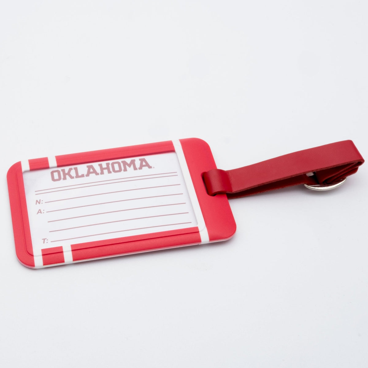 Oklahoma Sooners plastic golf bag tag by Team Golf, product photo 2