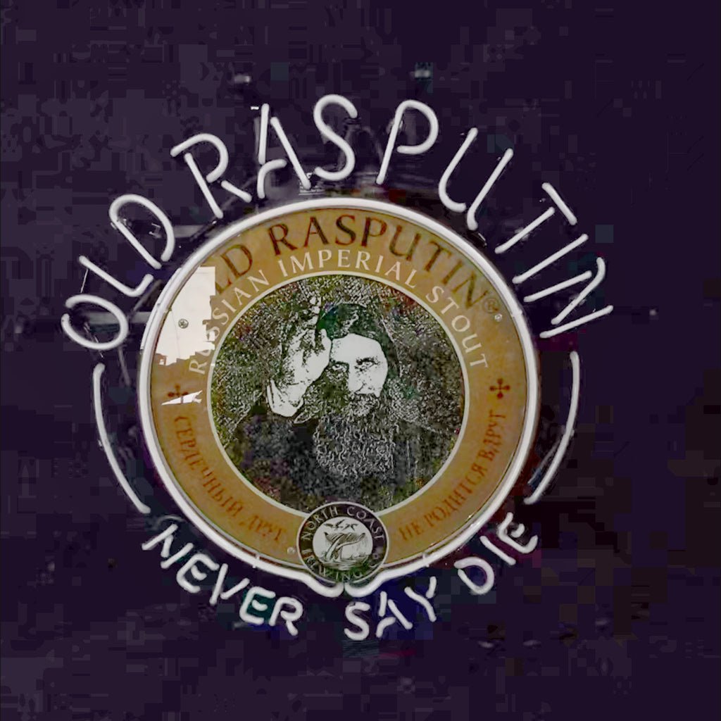 Old Rasputin Never Say die Neon Light Sign - Club Rehab