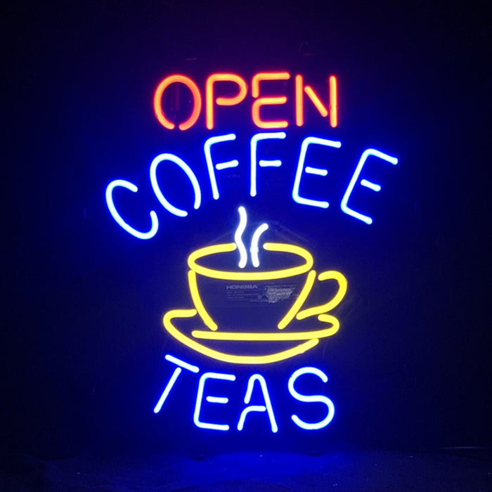 Open Coffee Teas Neon Signs - Club Rehab