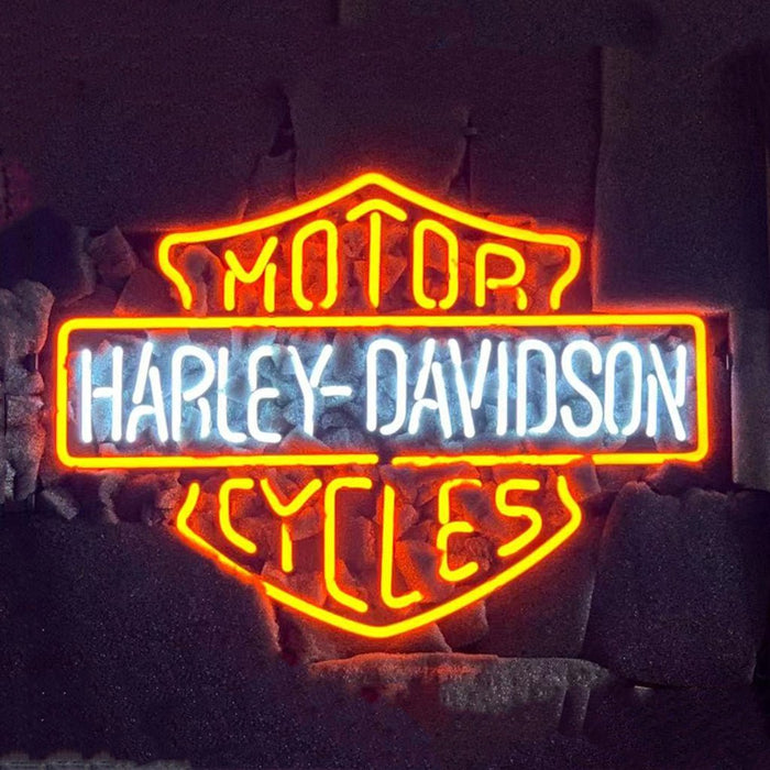 Orange Motorcycle Harley Davidson Neon Signs Light - Metal grid - Club Rehab