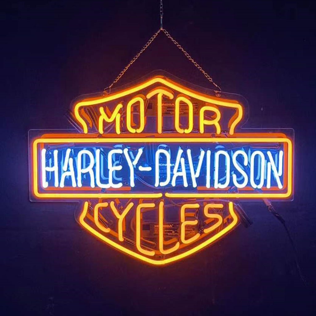 Orange Motorcycle Harley Davidson Neon Signs Light - Acrylic - Club Rehab