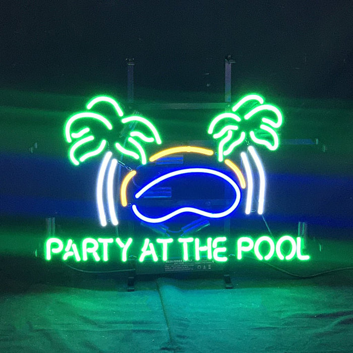 Party At The Pool Palm Tree Neon Signs - Club Rehab