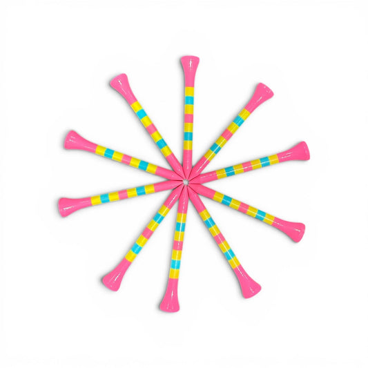 Pink Green Blue Stripe Premium Wooden Golf Tees | 2 3/4” Standard Size | 45 Pack Set | Durable Painted Wood Tees | Unique Designs - Club Rehab