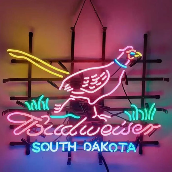 Pink Pheasant Hunter with Budweiser South Dakota Neon Signs Light - Club Rehab
