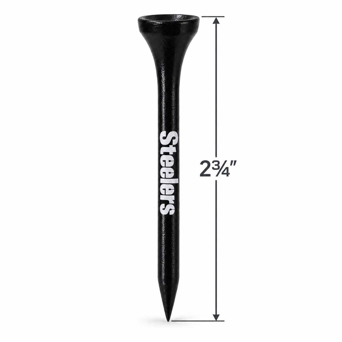 Pittsburgh Steelers golf tee with a 2¾-inch height measurement.