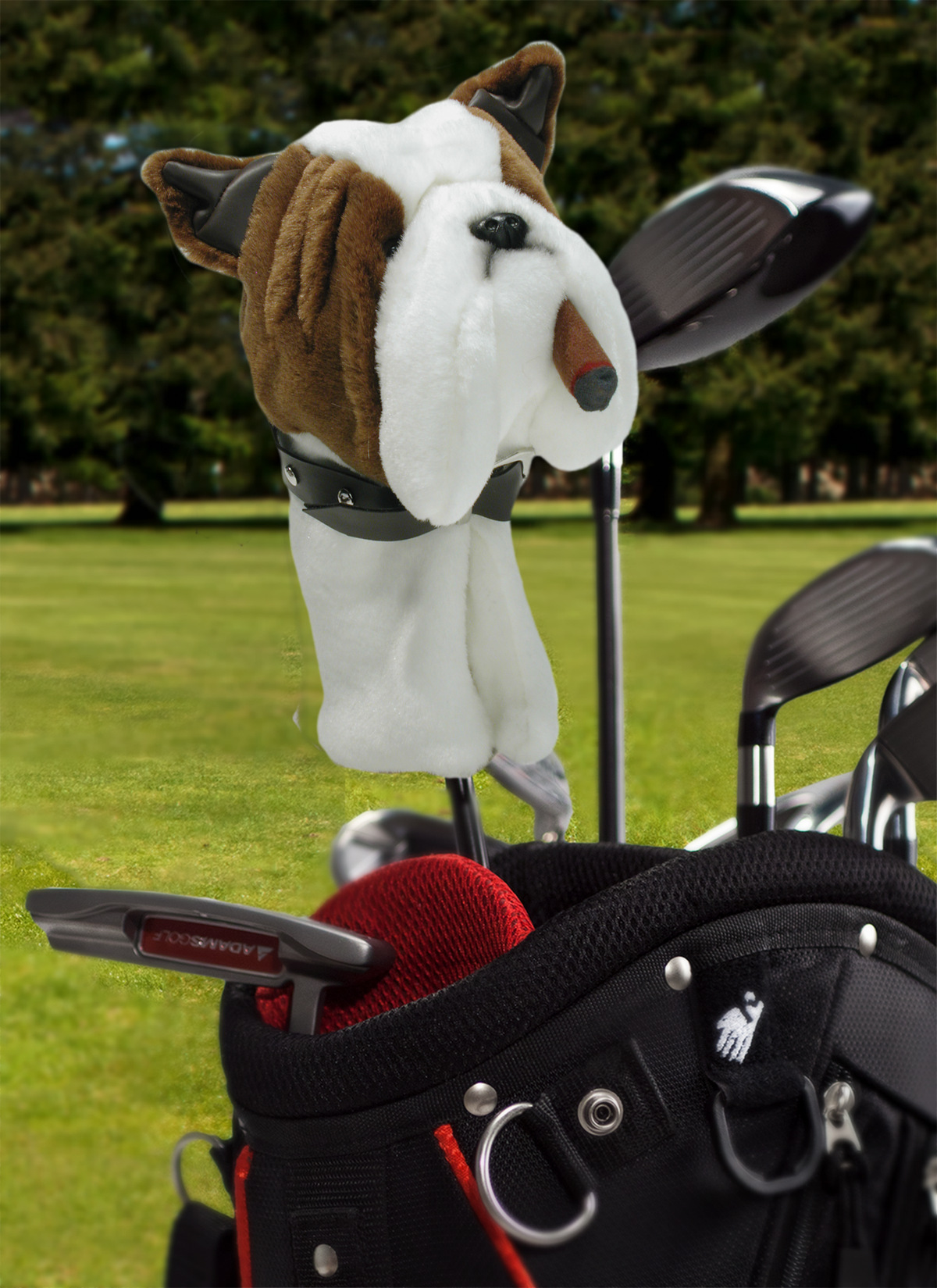 ProActive Sports Bulldog Zoo headcover displayed on a driver in a golf bag