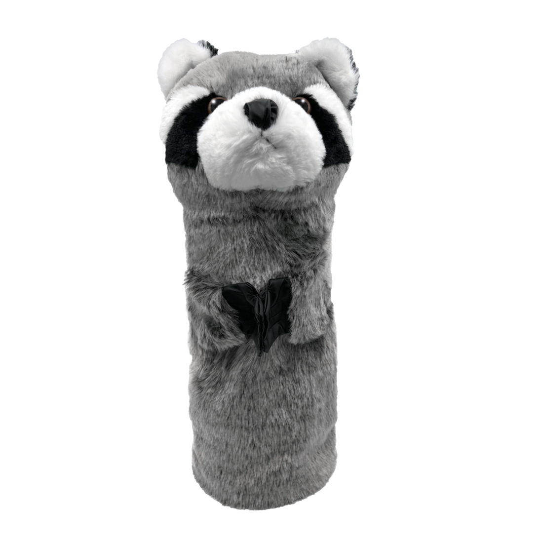ProActive Sports Zoo Raccoon driver headcover, front view with gray plush fur and black eye mask
