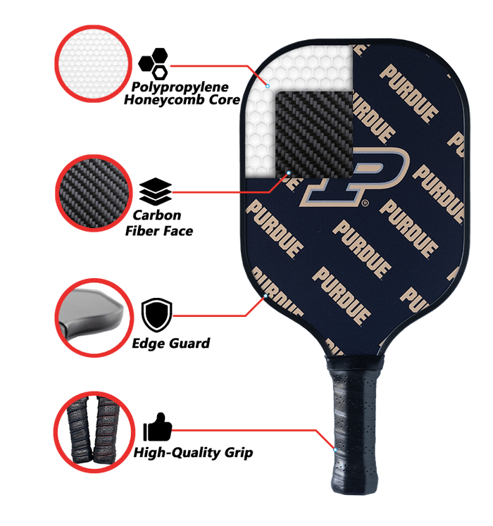 Purdue Boilermakers Pickleball Paddle | Carbon Fiber Face | 12mm Core - Club Rehab