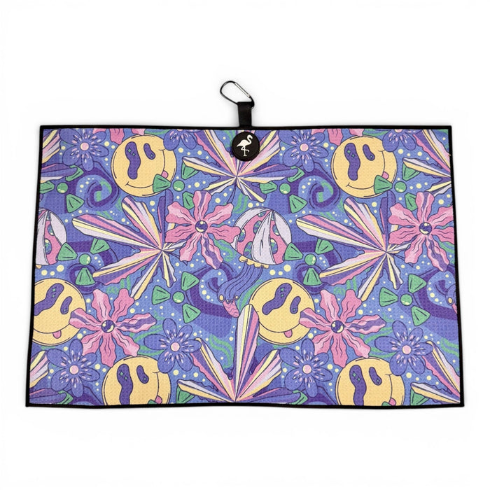 Purple Haze Golf Towel | Premium Double - Sided Microfiber | Heavy - Duty Magnetic Towel with Carabiner Clip | 24 x 16 in - Club Rehab