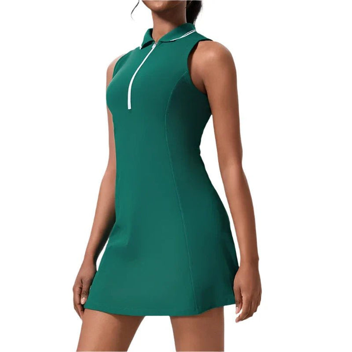 Recycled V Neck Golf & Tennis Dress - White L - Club Rehab