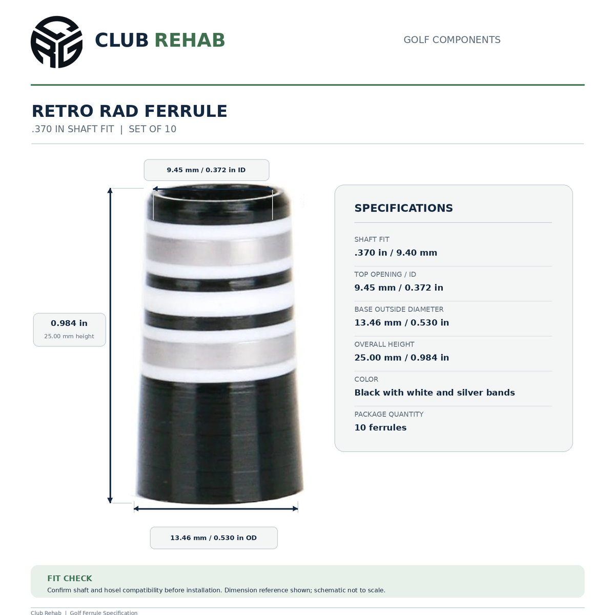 Retro Rad Ferrules 0.370 – Set of 10, alternate product view 2