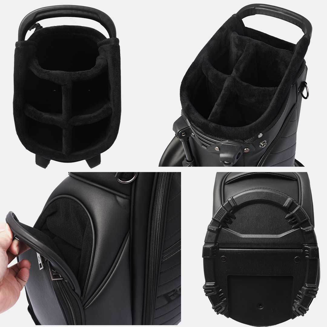 RevCore Lux LT Lightweight Stand Bag | 5 Way Velvet Lined Dividers - Matte Black - Club Rehab
