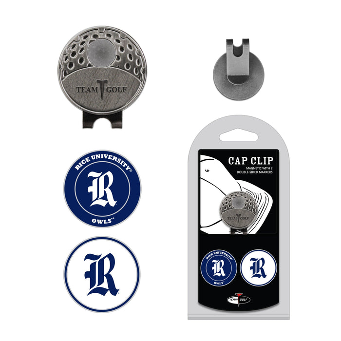 RICE hat clip with two golf ball markers
