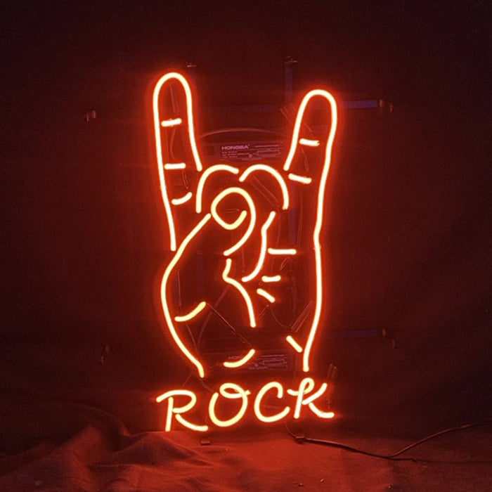 Rock Hand Neon Light Sign - Club Rehab
