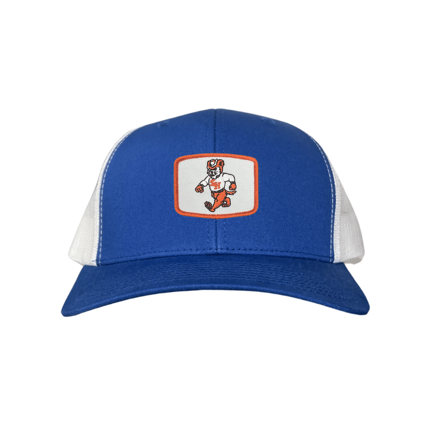 Sam Houston Walking Sammy Bearkat / Limited Edition Silver Hat / 162 / Mesh Snap Back / SHSU010 - Flat Bill White With Navy Rope - Club Rehab