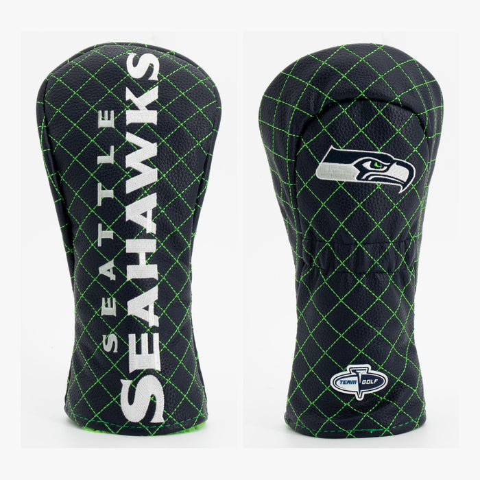 Seattle Seahawks Solid Quilted Fairway Headcover, front and back views