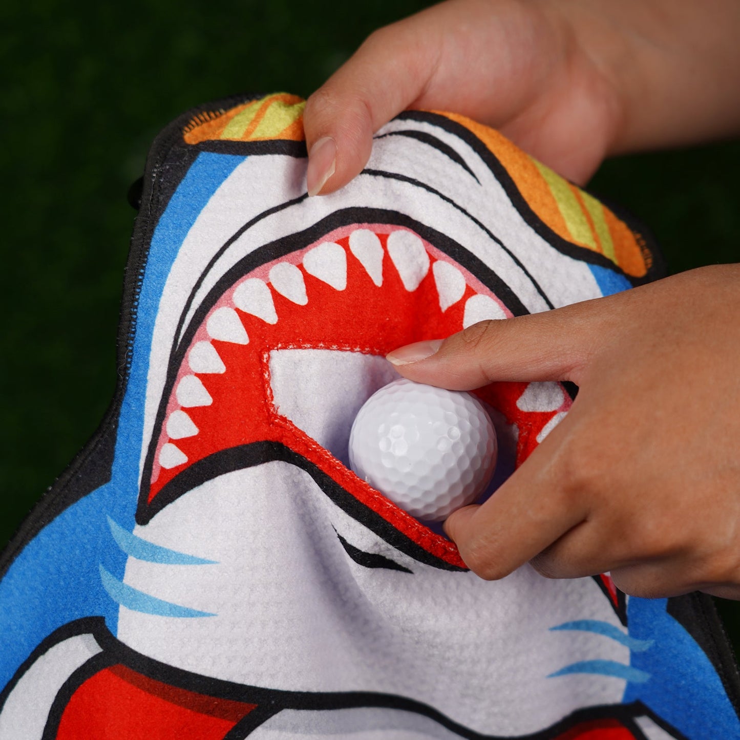 Sink or Swim Shark Golf Towel with Mouth Pouch - Club Rehab