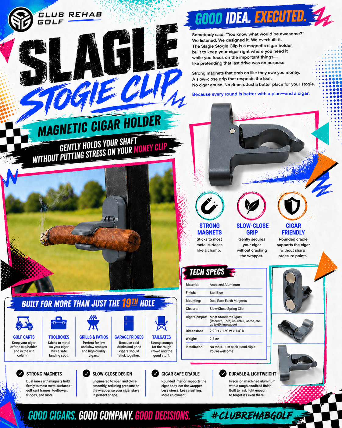 Slagle Stogie Clip Magnetic Cigar Holder - Club Rehab