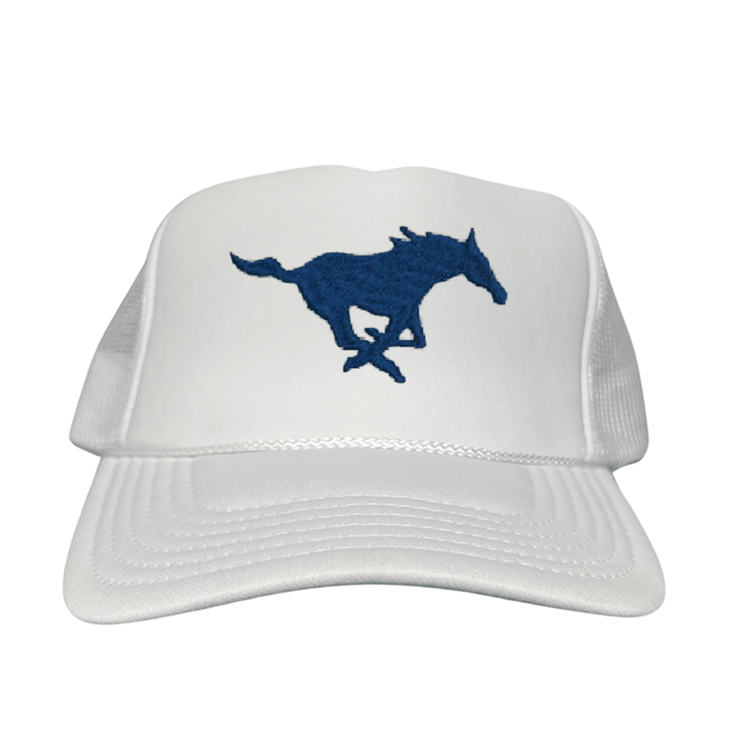 SMU Mustang Embroidered Hats / SMU1048 / MM - Foam White Mesh Snapback - Club Rehab