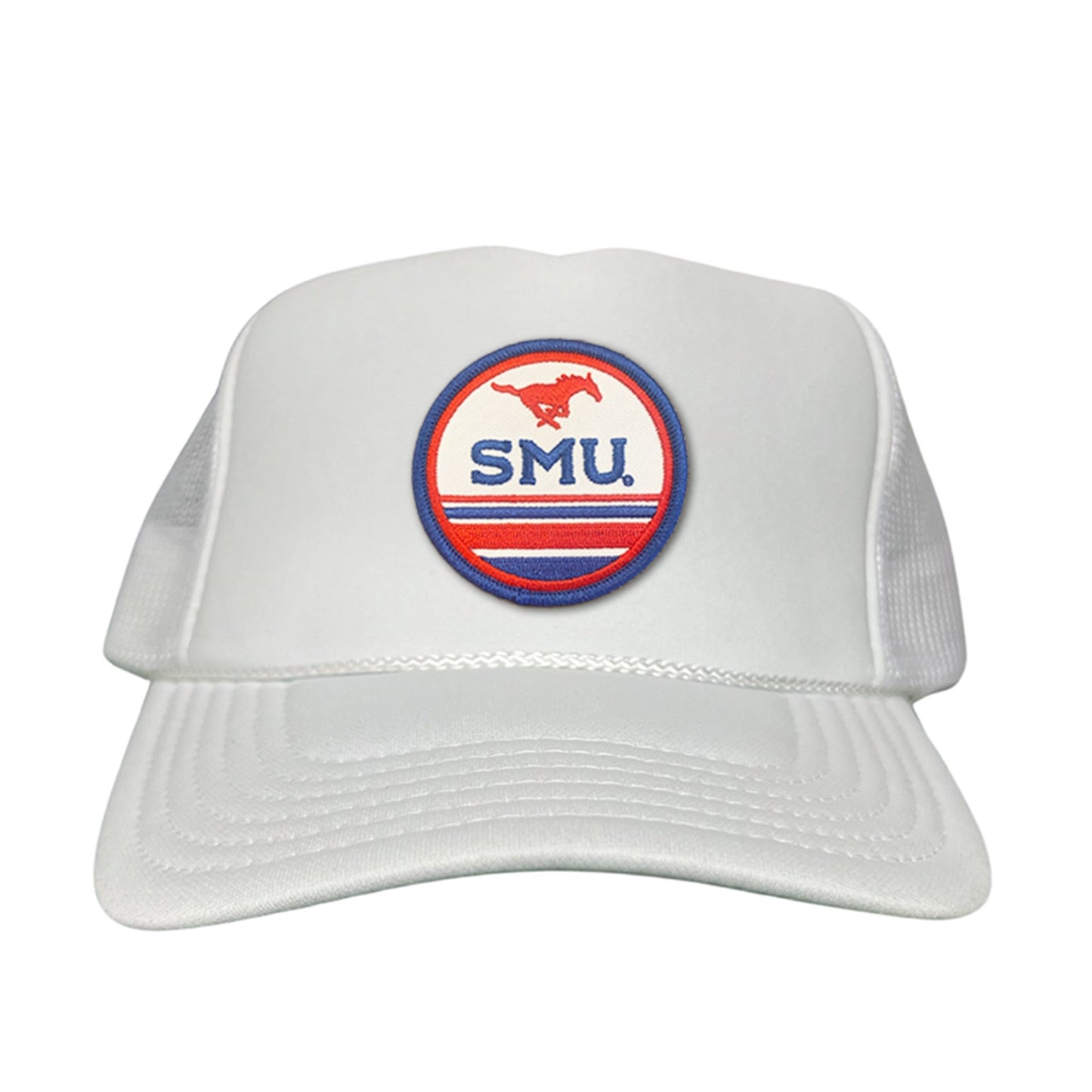 SMU Pony SMU Circle Patch Hats / 119 / SMU009 / MM - White Foam Curved Mesh - Club Rehab