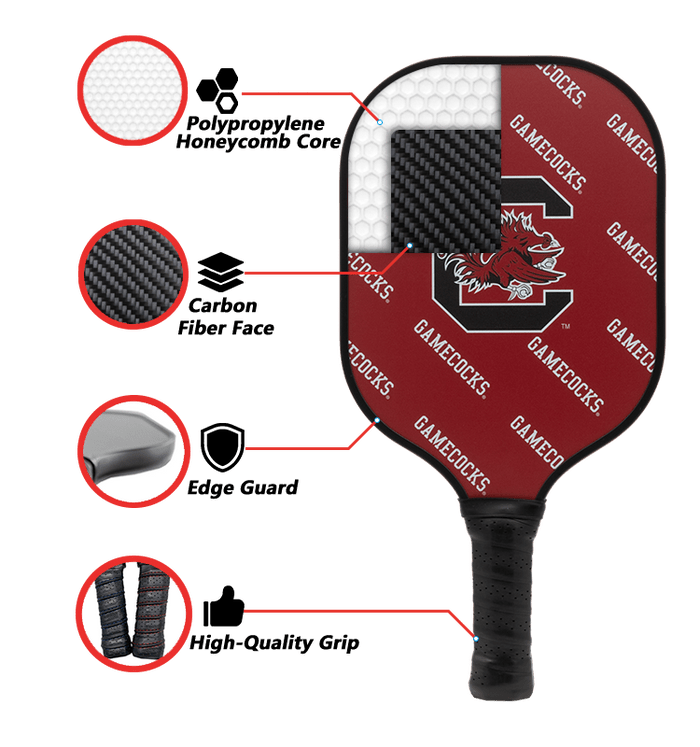 South Carolina Gamecocks Pickleball Paddle | Carbon Fiber Face | 12mm Core - Club Rehab