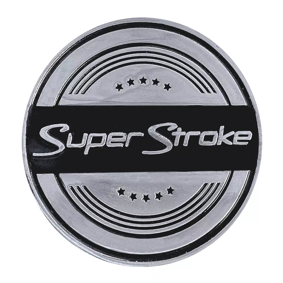 Silver and black SuperStroke metal ball marker included with the U.S. Army Mid Slim 2.0 putter grip