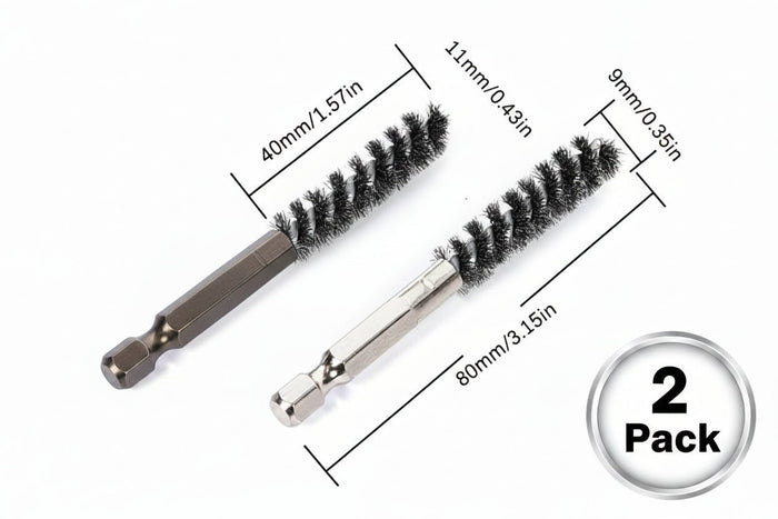 Golf club head brush with measurements and usage illustration on a white background