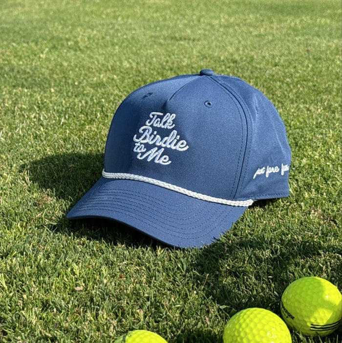 Talk Birdie to Me Embroidered Golf Hat for Women - Black/White - Club Rehab