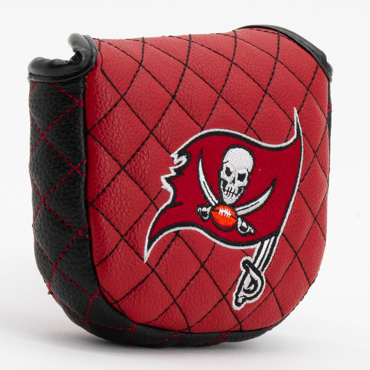 Tampa Bay Buccaneers Solid Mallet Putter quilted headcover, angled view