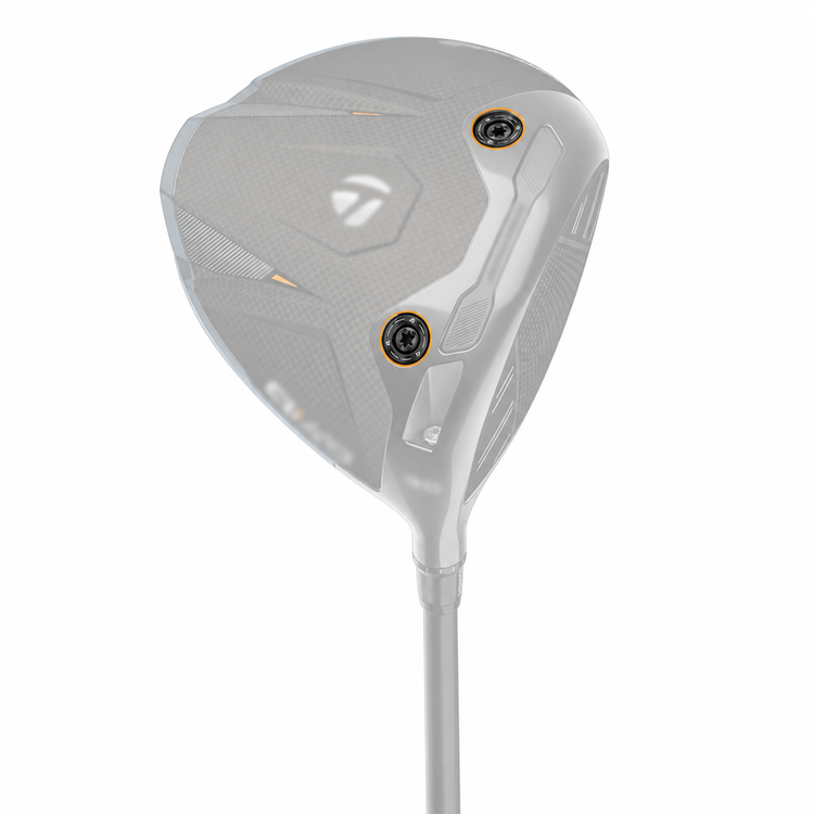 Qi4D driver shown. Highlighted: the two front circular TAS sole weights; rear ports are out of view.